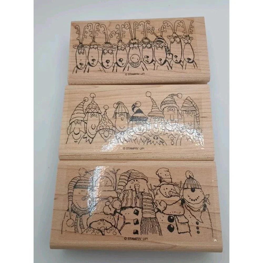 Stampin Up HOLIDAY LINEUP Line Up Christmas Reindeer Elves Elf Rubber Stamps